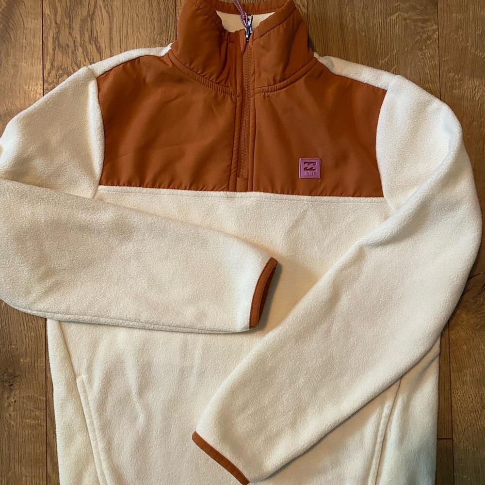 Billabong Cream and Rust Zip-Up Fleece Pullover XS. - Picture 6 of 10